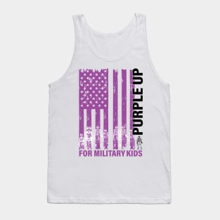 Purple Up For Military Kids Military Child Month USA Flag Tank Top